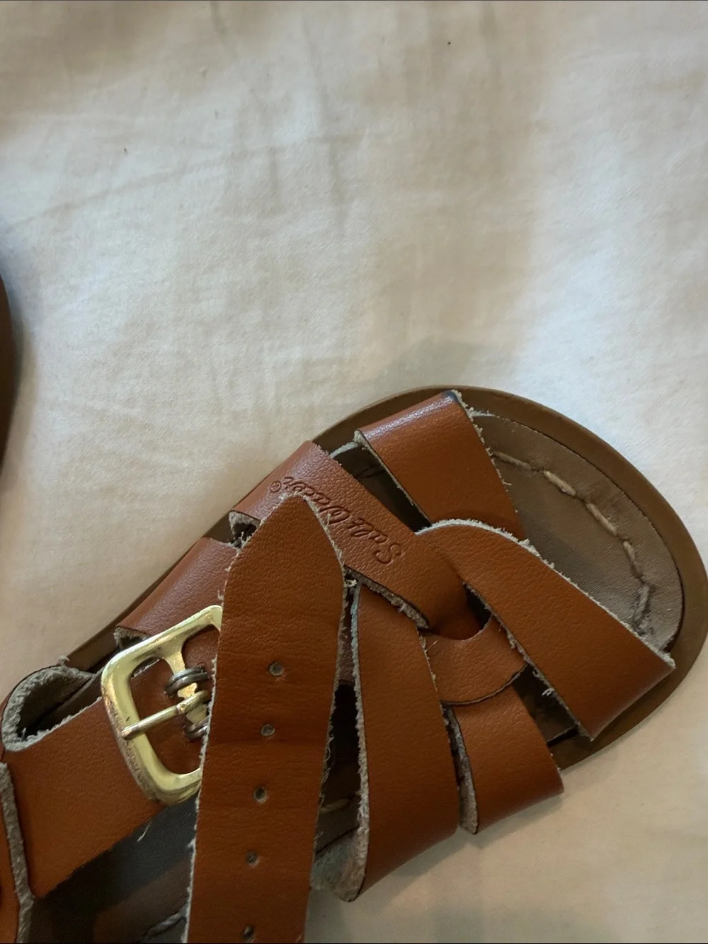Toddler Salt Water Sandals by Hoy Brown Leather Sandals with Gold Buckles